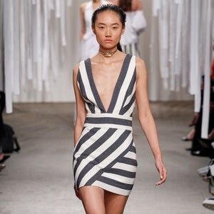 NWT Milly Striped Mini Dress Blue & Cream Size: 4